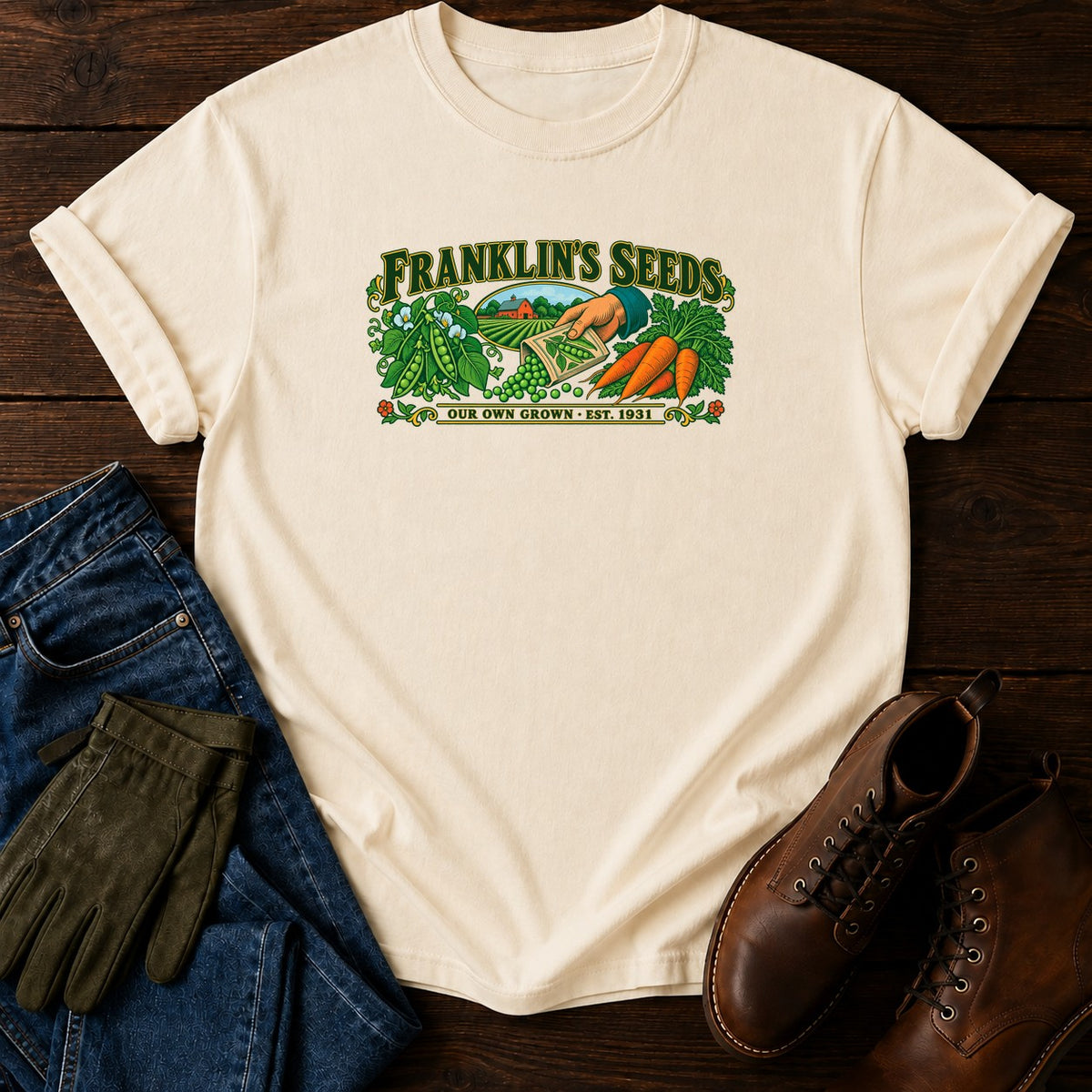 Franklin's Seeds T-Shirt — Ivory