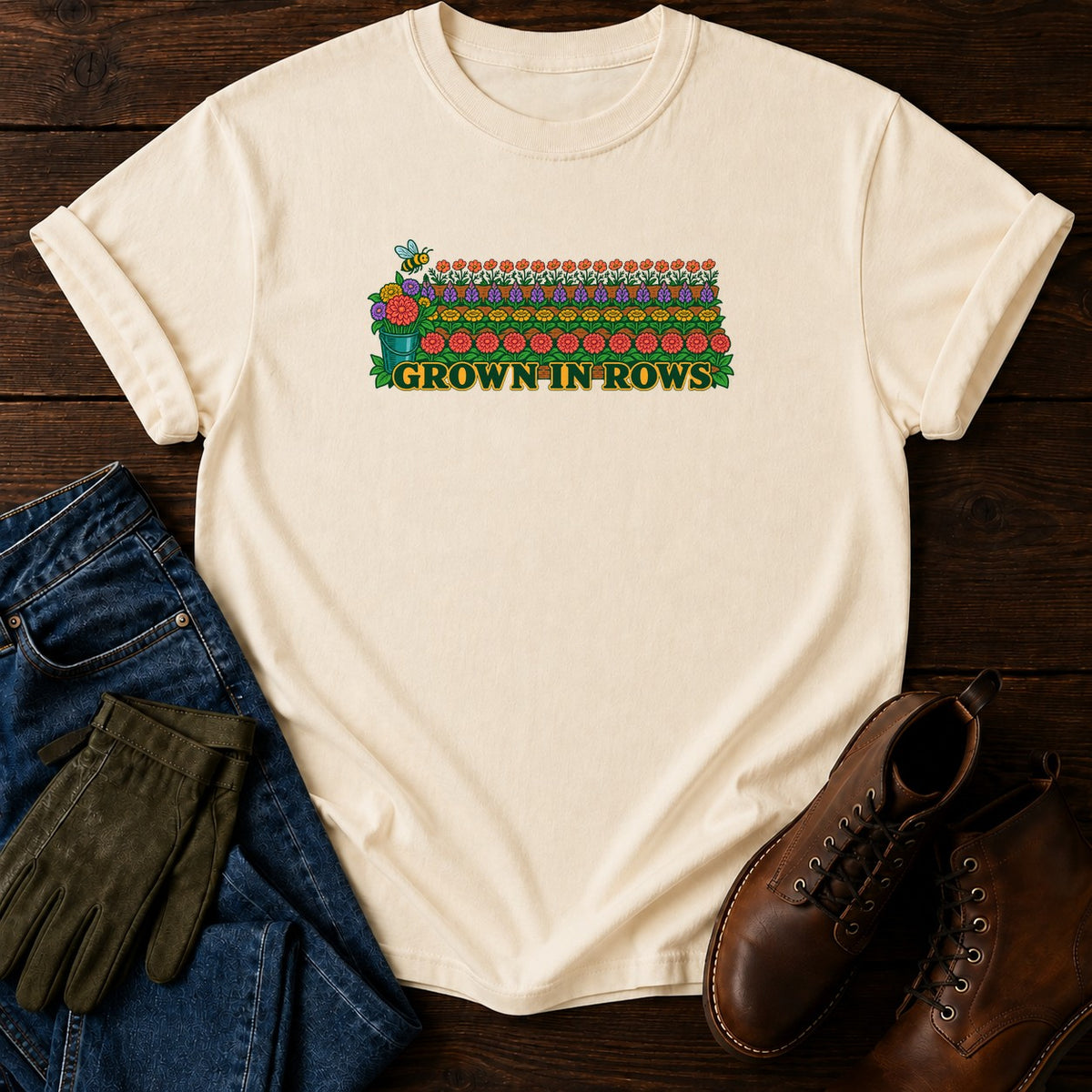 Grown In Rows T-Shirt — Ivory