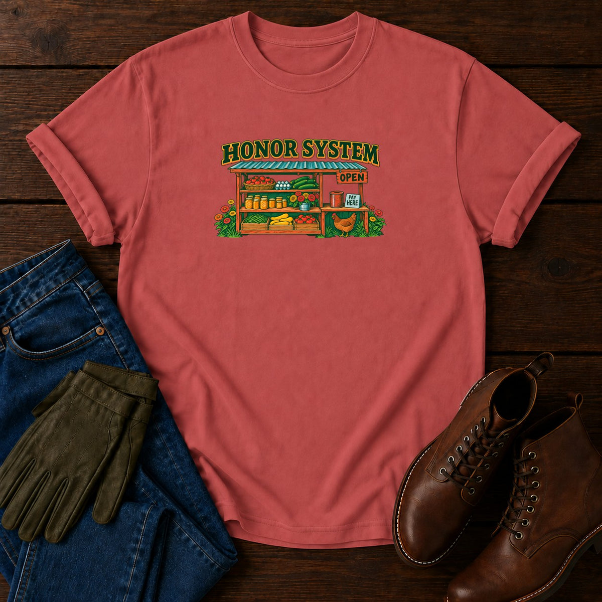 Honor System T-Shirt — Crimson