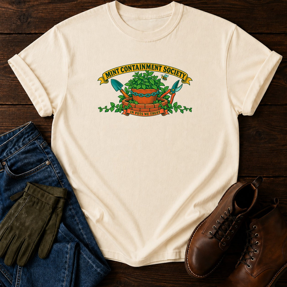 Mint Containment Society T-Shirt — Ivory