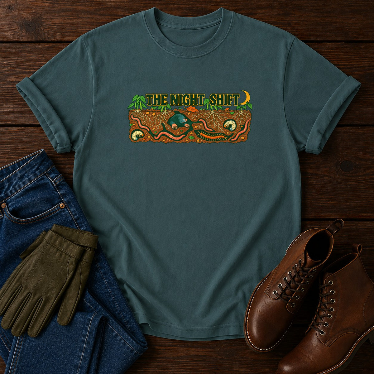 The Night Shift T-Shirt — Blue Spruce