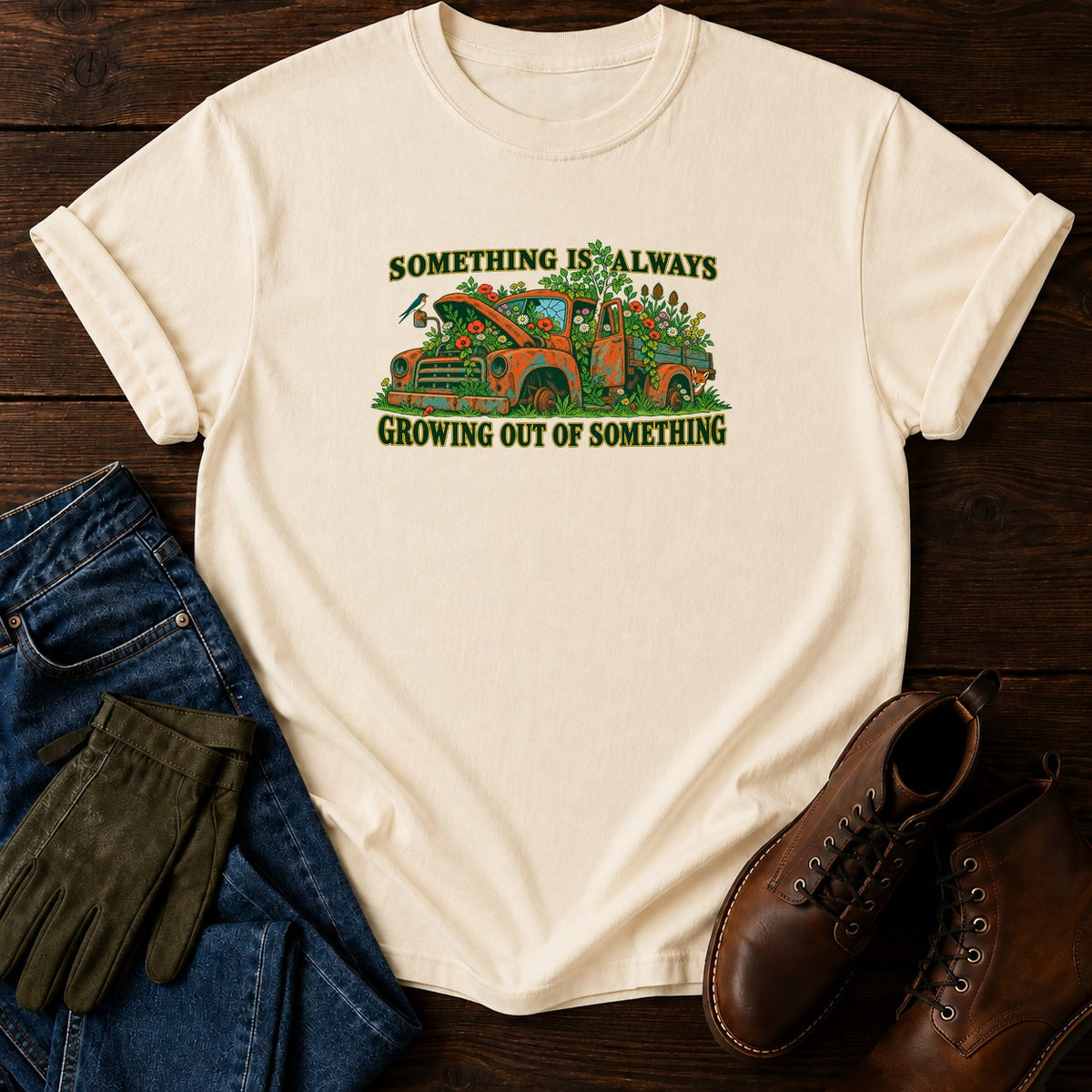 Something Is Always Growing Out Of Something T-Shirt — Ivory
