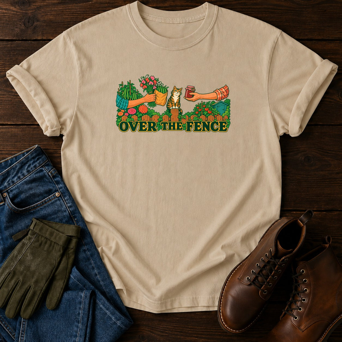 Over The Fence T-Shirt — Sandstone