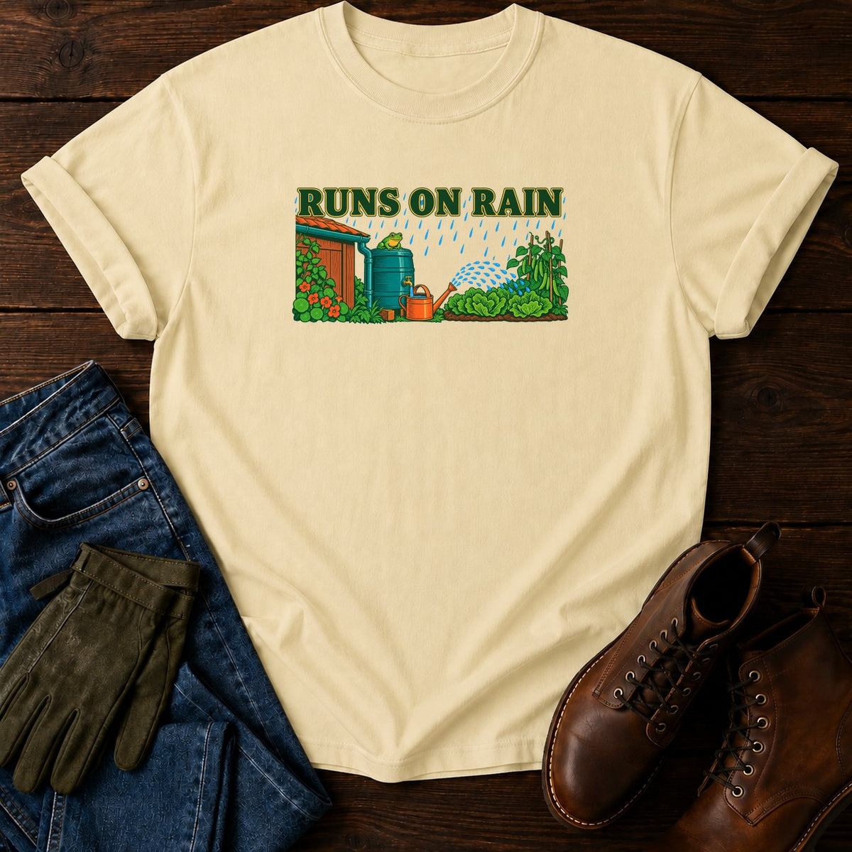 Runs On Rain T-Shirt — Butter