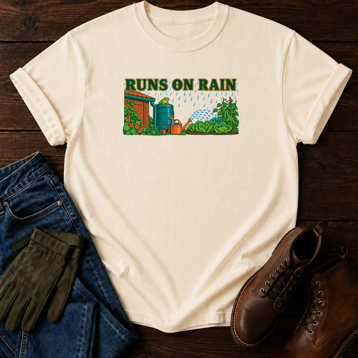 Runs On Rain T-Shirt — Ivory