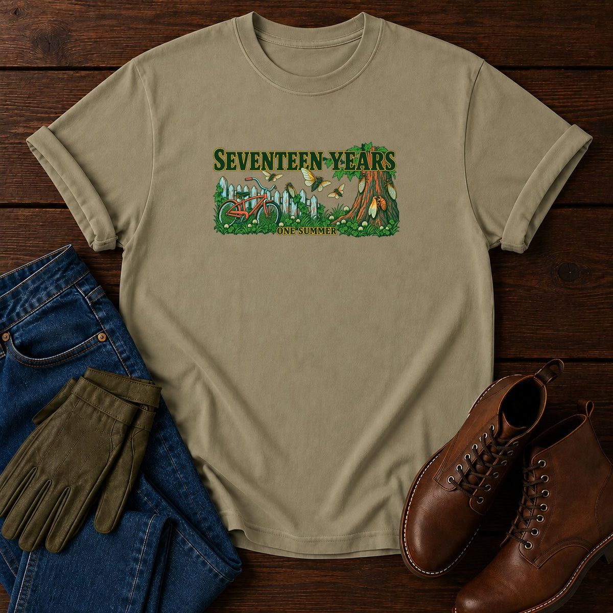 Seventeen Years T-Shirt — Khaki