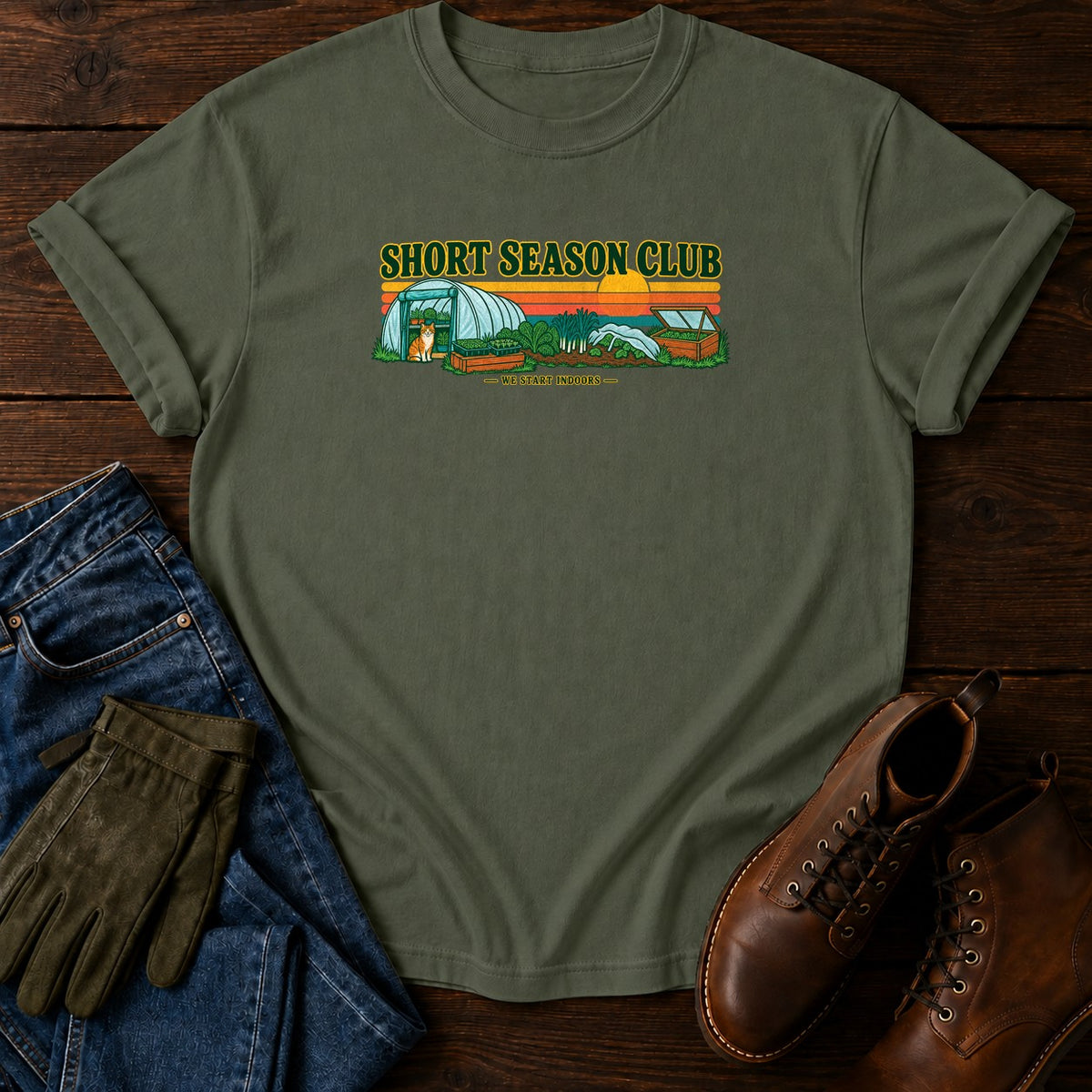 Short Season Club T-Shirt — Moss