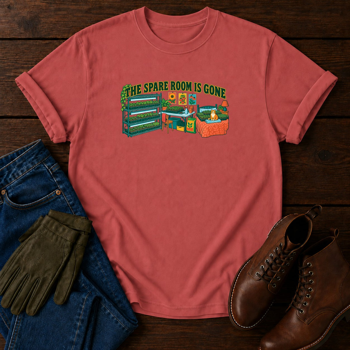 The Spare Room Is Gone T-Shirt — Crimson