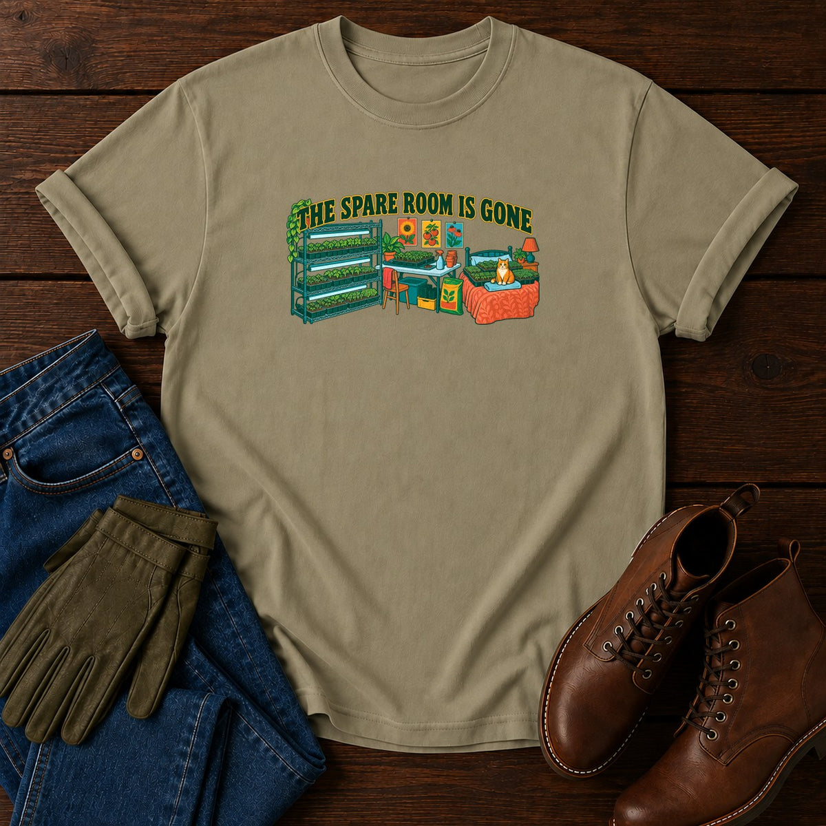 The Spare Room Is Gone T-Shirt — Khaki