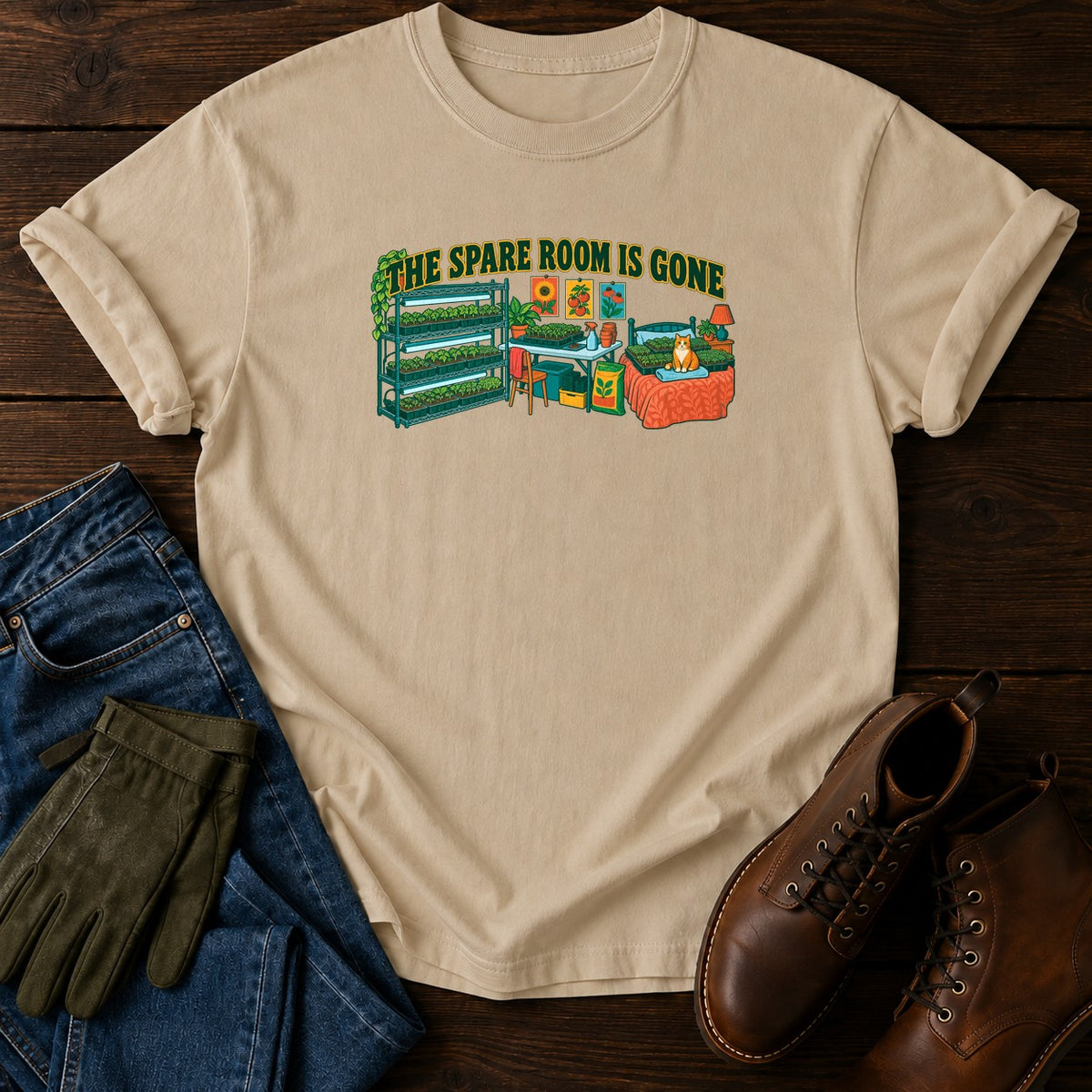 The Spare Room Is Gone T-Shirt — Sandstone