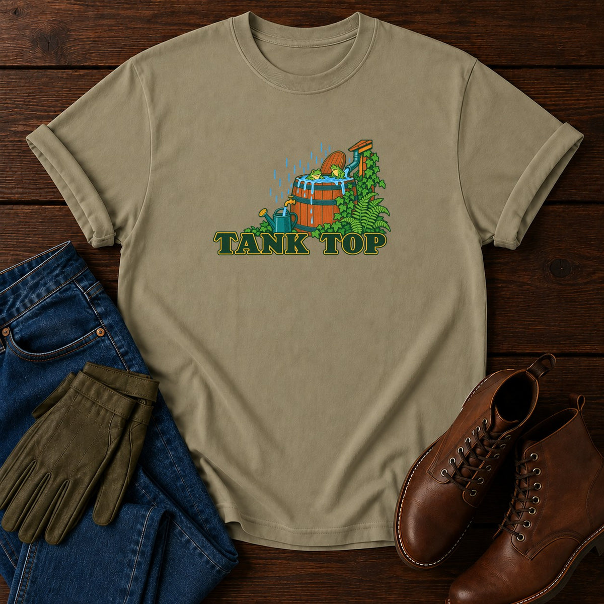 Tank Top T-Shirt — Khaki