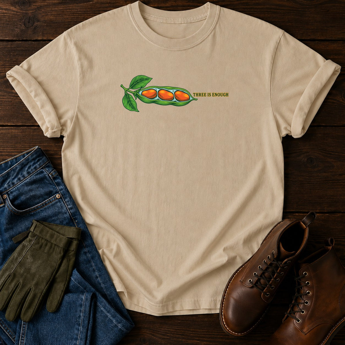 Three Is Enough T-Shirt — Sandstone