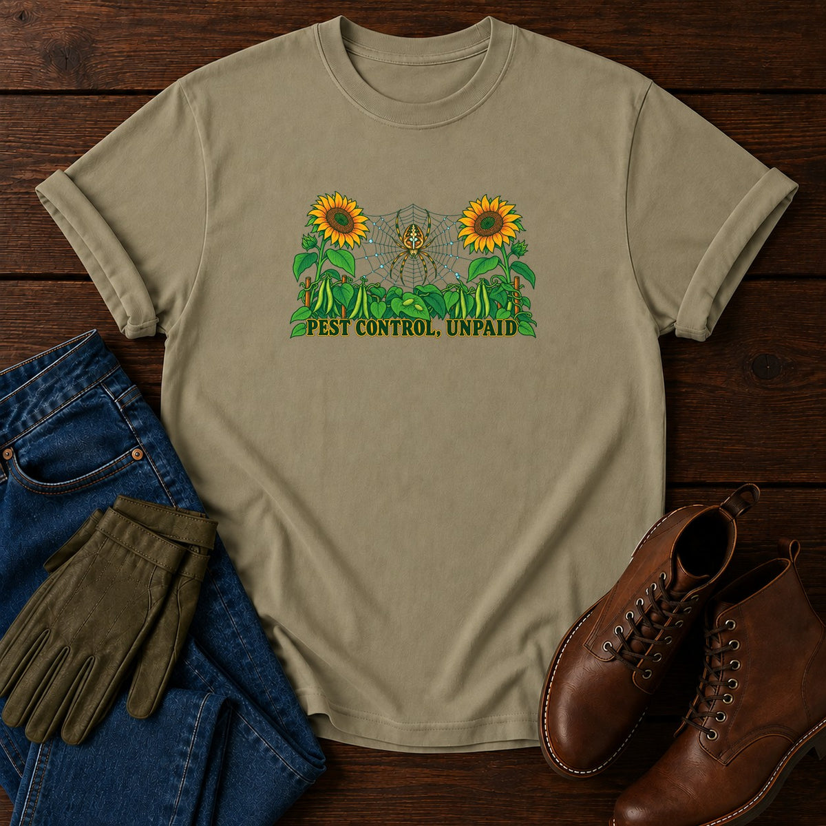 Pest Control, Unpaid T-Shirt — Khaki