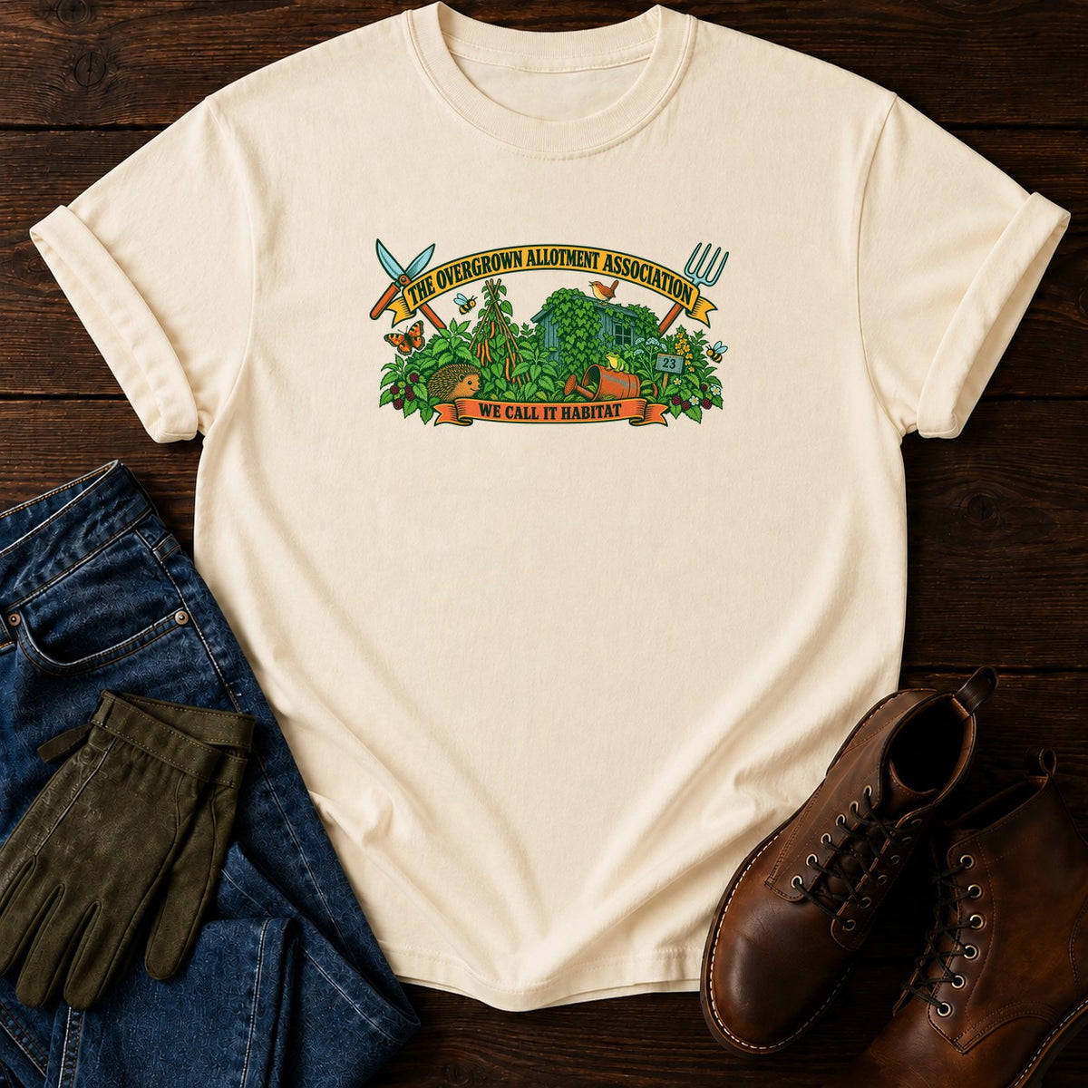 The Overgrown Allotment Association T-Shirt — Ivory