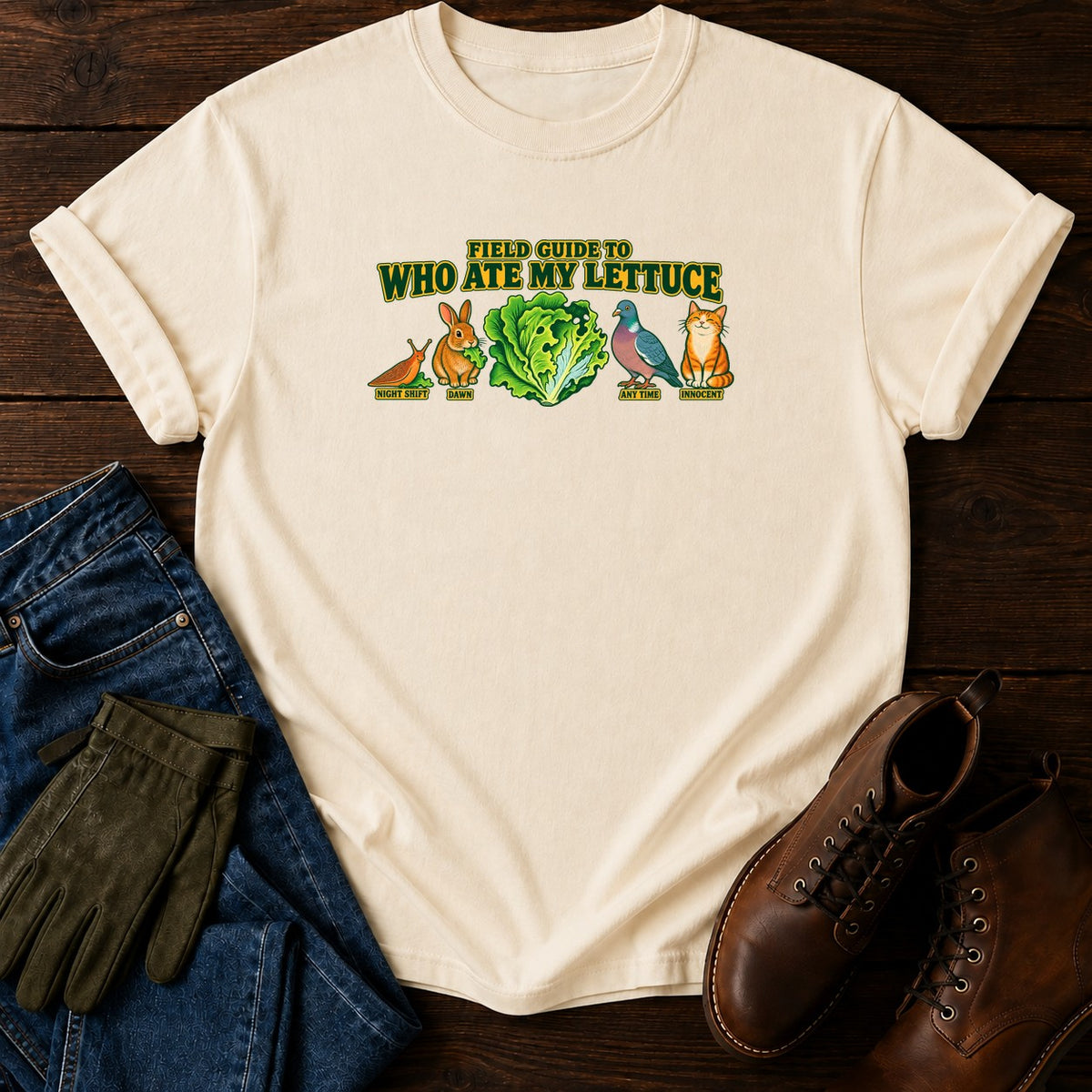 Field Guide To Who Ate My Lettuce T-Shirt — Ivory