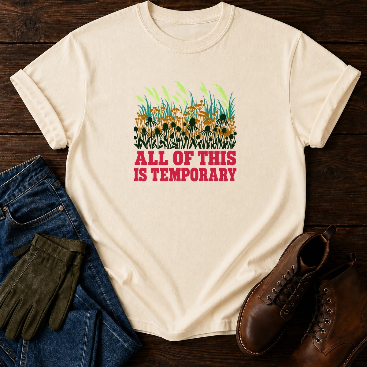 All Of This Is Temporary Funny Dark Humor Garden T-Shirt — Ivory