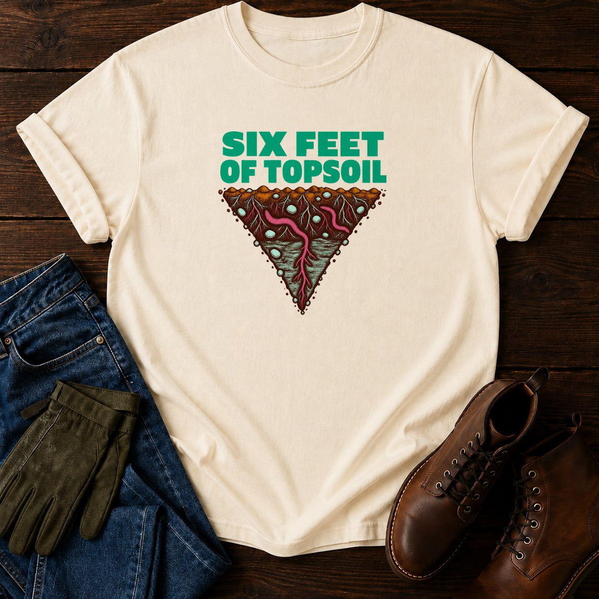 Six Feet Of Topsoil Funny Dark Humor Garden T-Shirt — Ivory