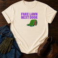 Fake Lawn Next Door Funny Artificial Turf Humor T-Shirt — Ivory