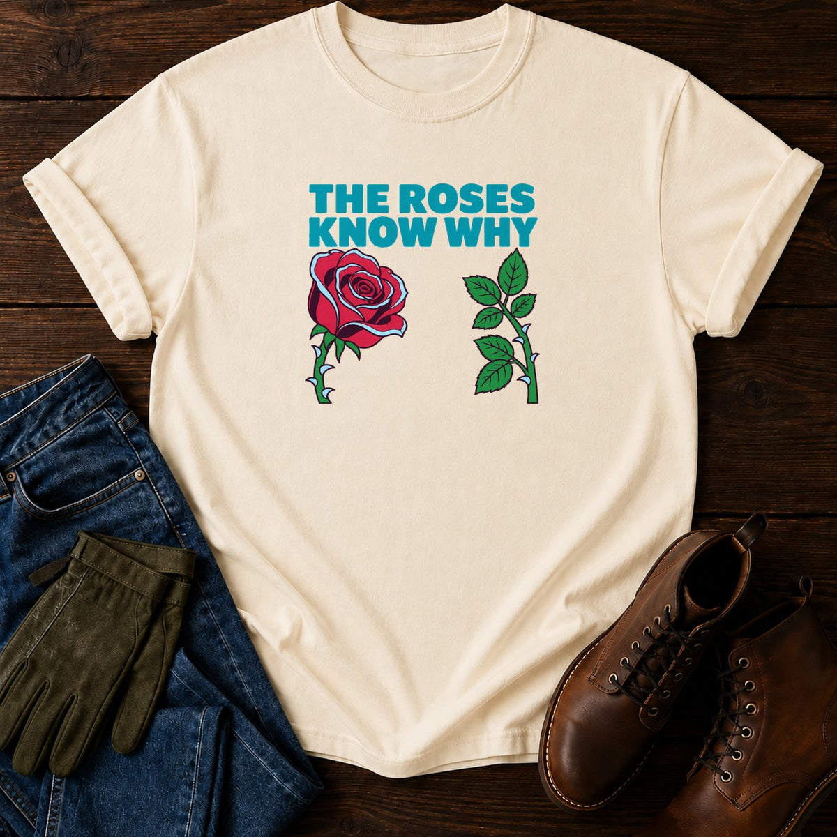 The Roses Know Why Funny Dark Humor Rose Garden T-Shirt — Ivory