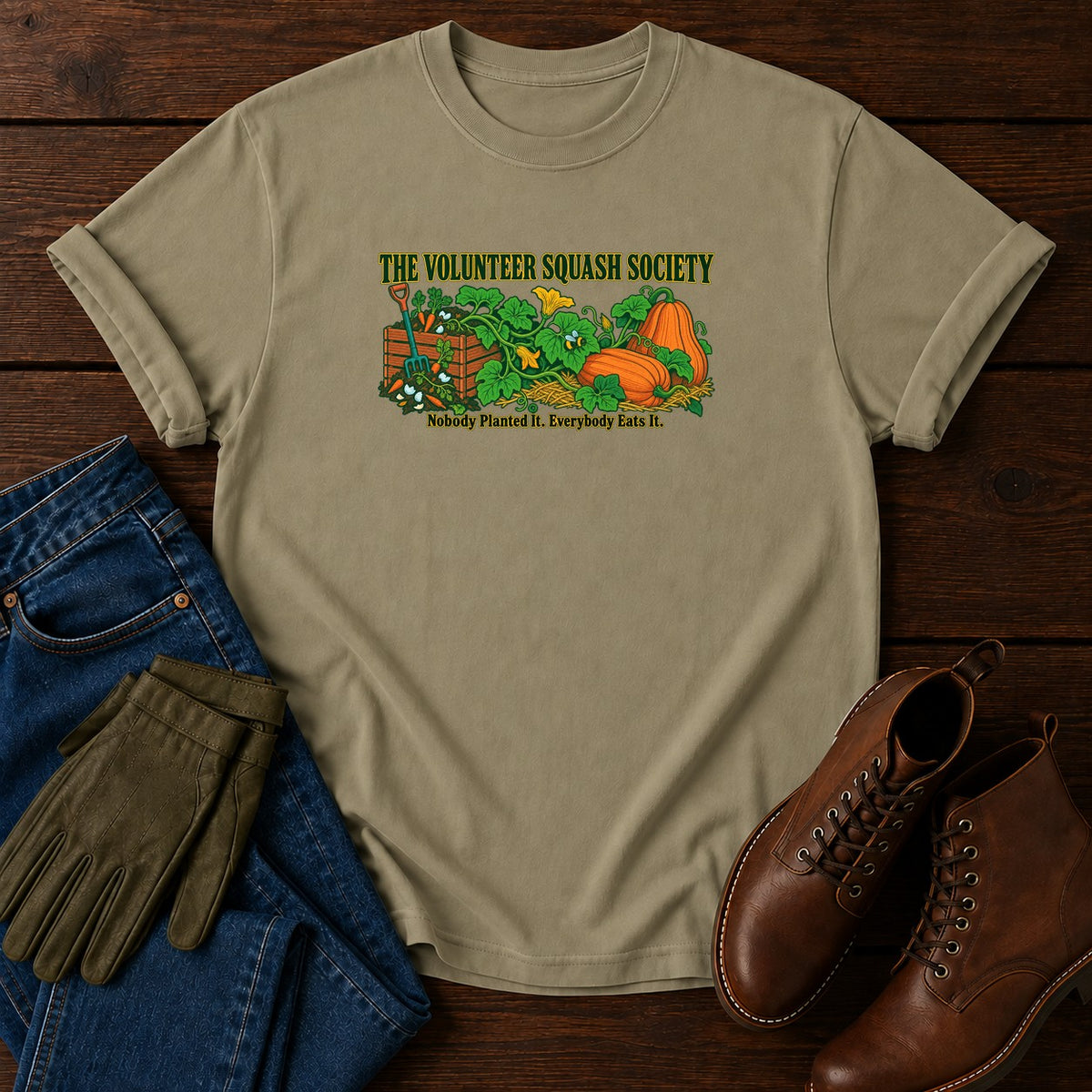 The Volunteer Squash Society T-Shirt — Khaki