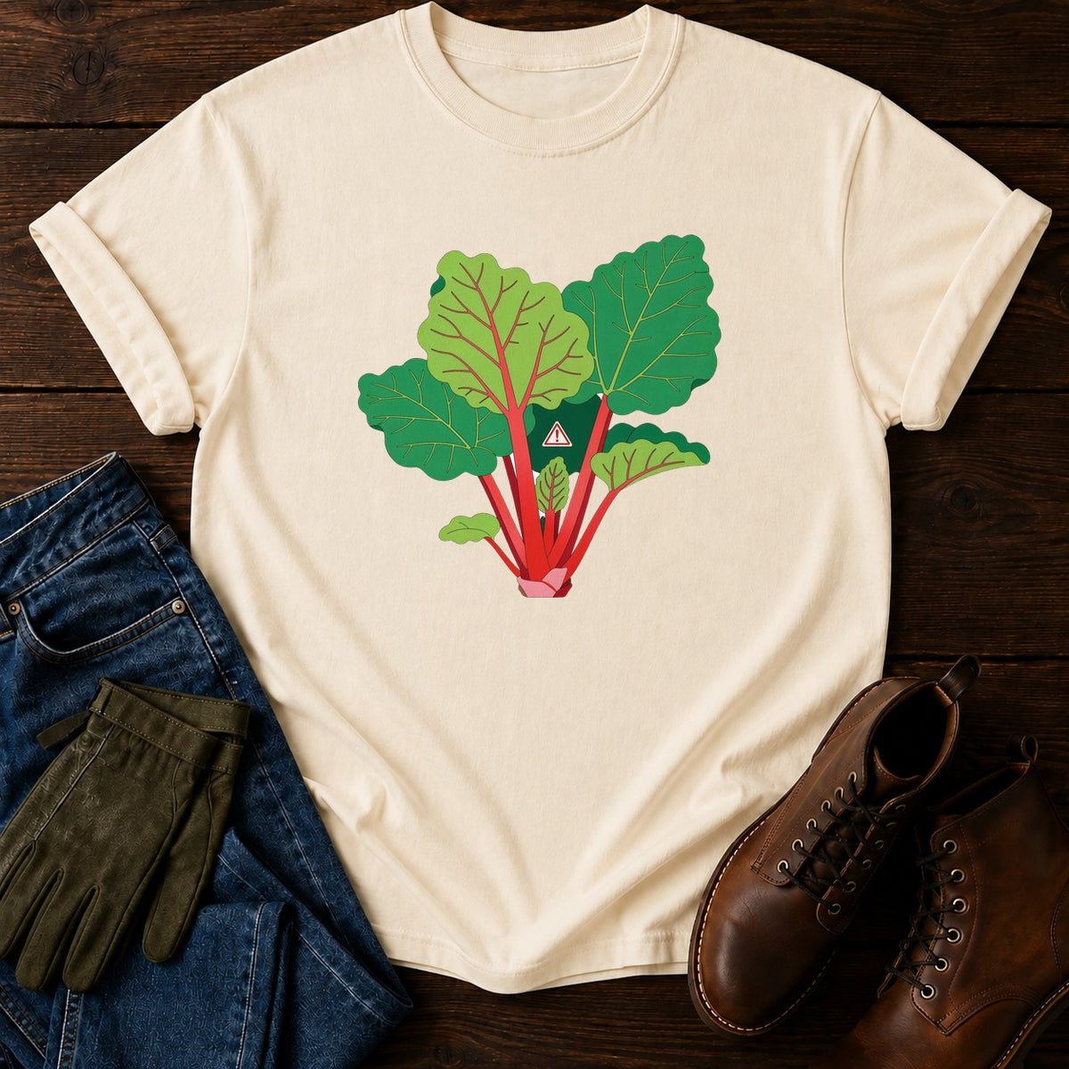 Rhubarb Leaves Lie T-Shirt — Ivory