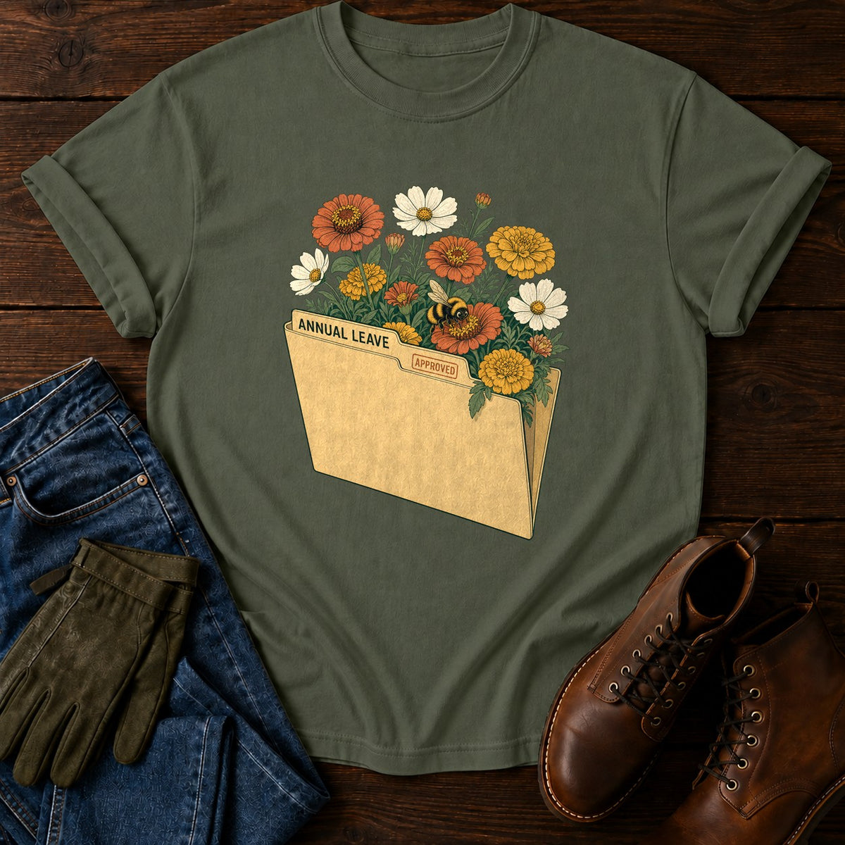 Annual Leave T-Shirt — Moss