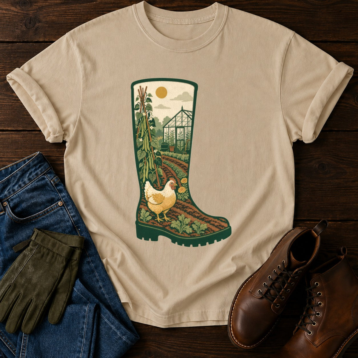 Gardener's Boot T-Shirt — Sandstone