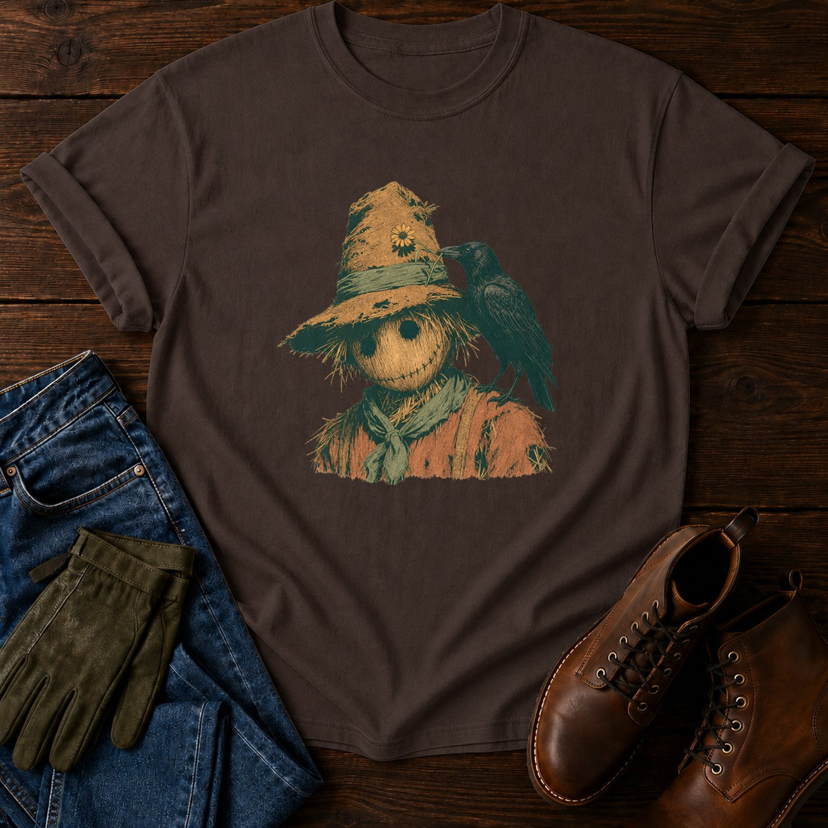 The Crow And The Scarecrow T-Shirt — Espresso