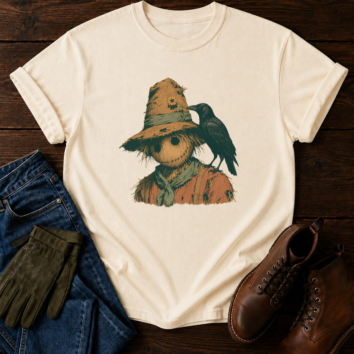 The Crow And The Scarecrow T-Shirt — Ivory