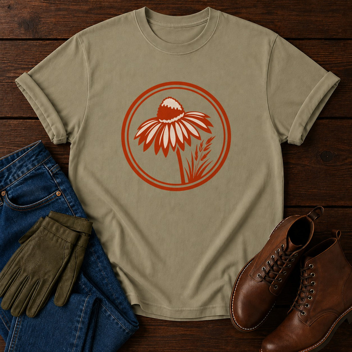 Zone Badge Six T-Shirt — Khaki