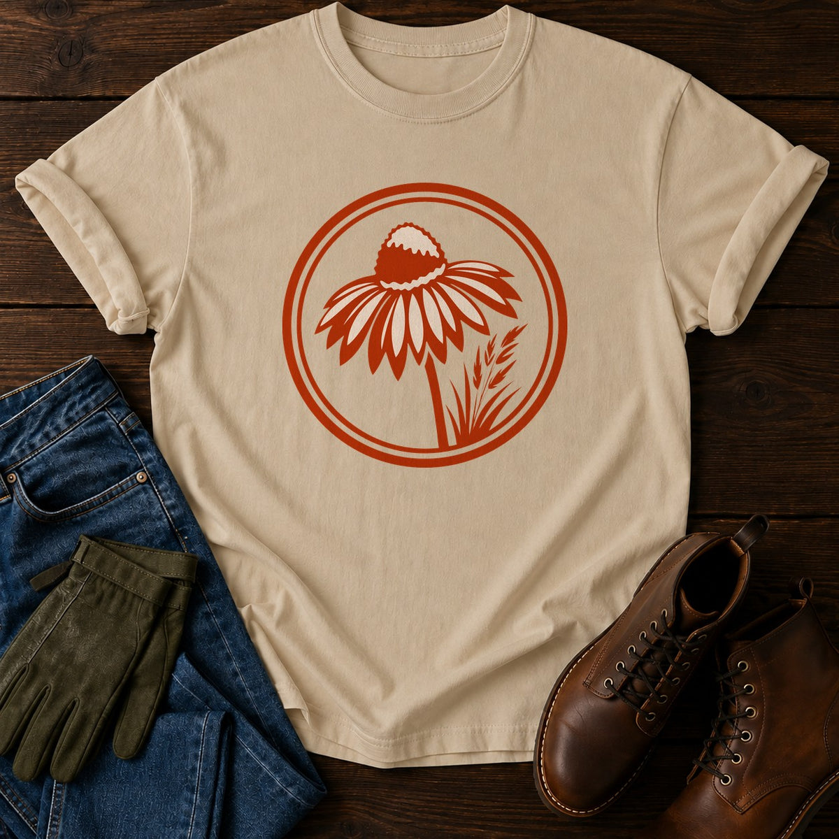Zone Badge Six T-Shirt — Sandstone