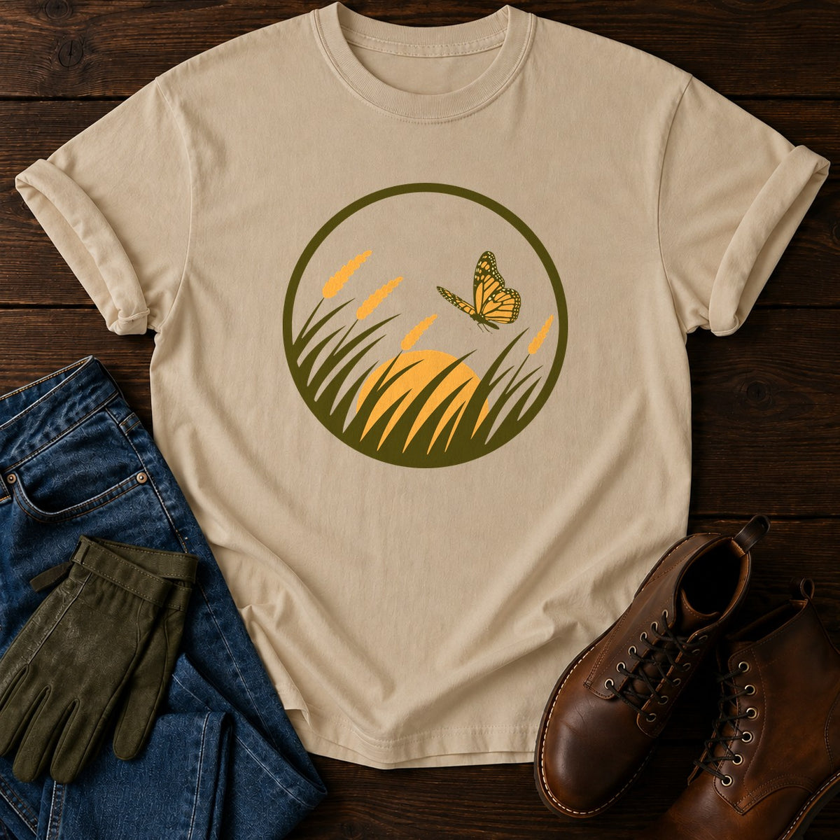 Prairie State Seal T-Shirt — Sandstone
