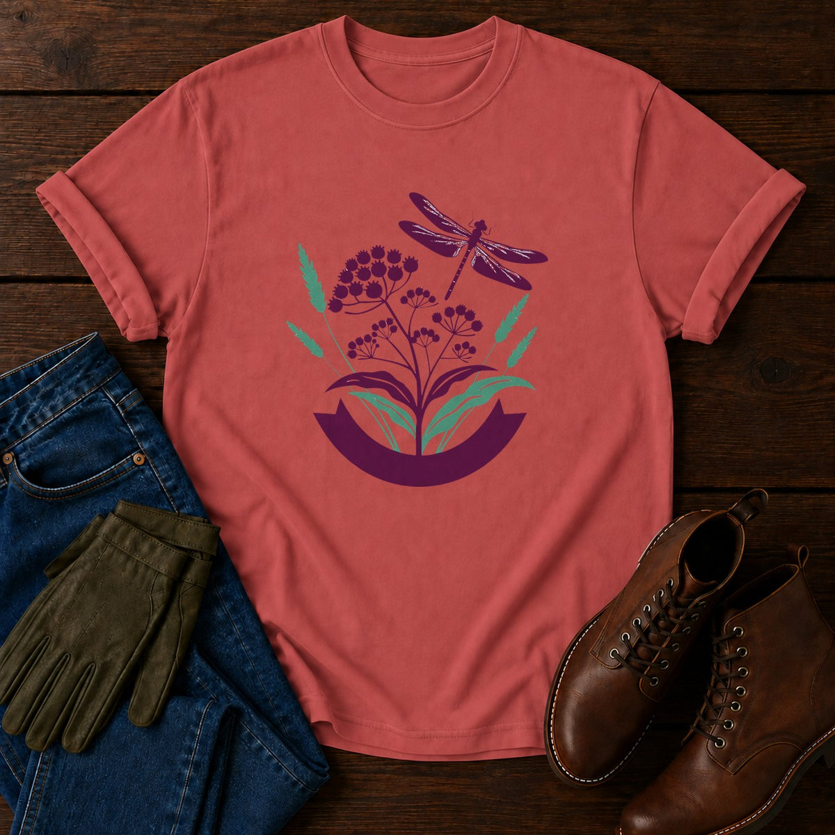 Wetland Meadow T-Shirt — Crimson