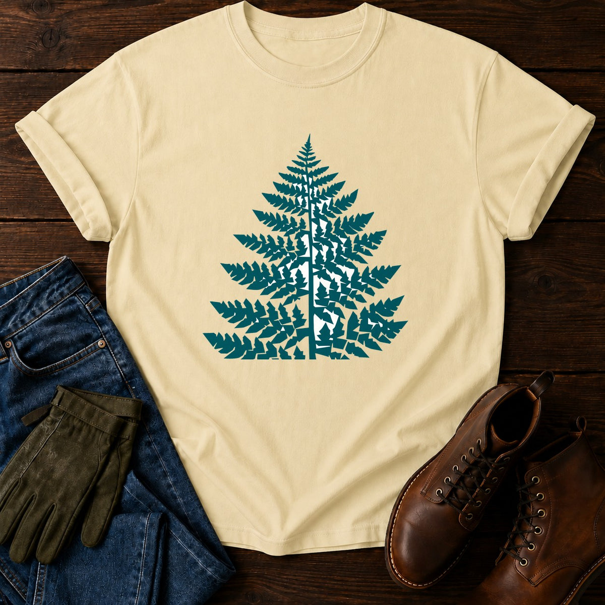 Block Print Fern T-Shirt — Butter