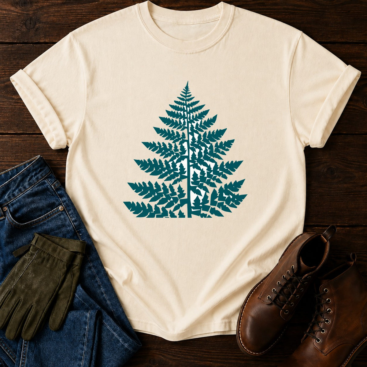 Block Print Fern T-Shirt — Ivory