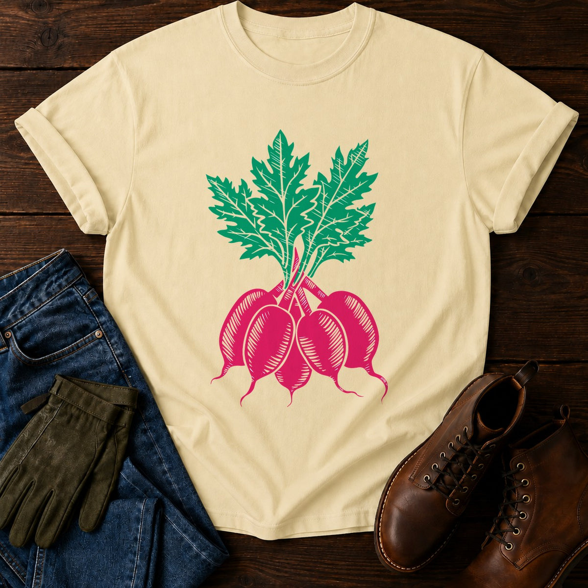 Woodcut Radish T-Shirt — Butter
