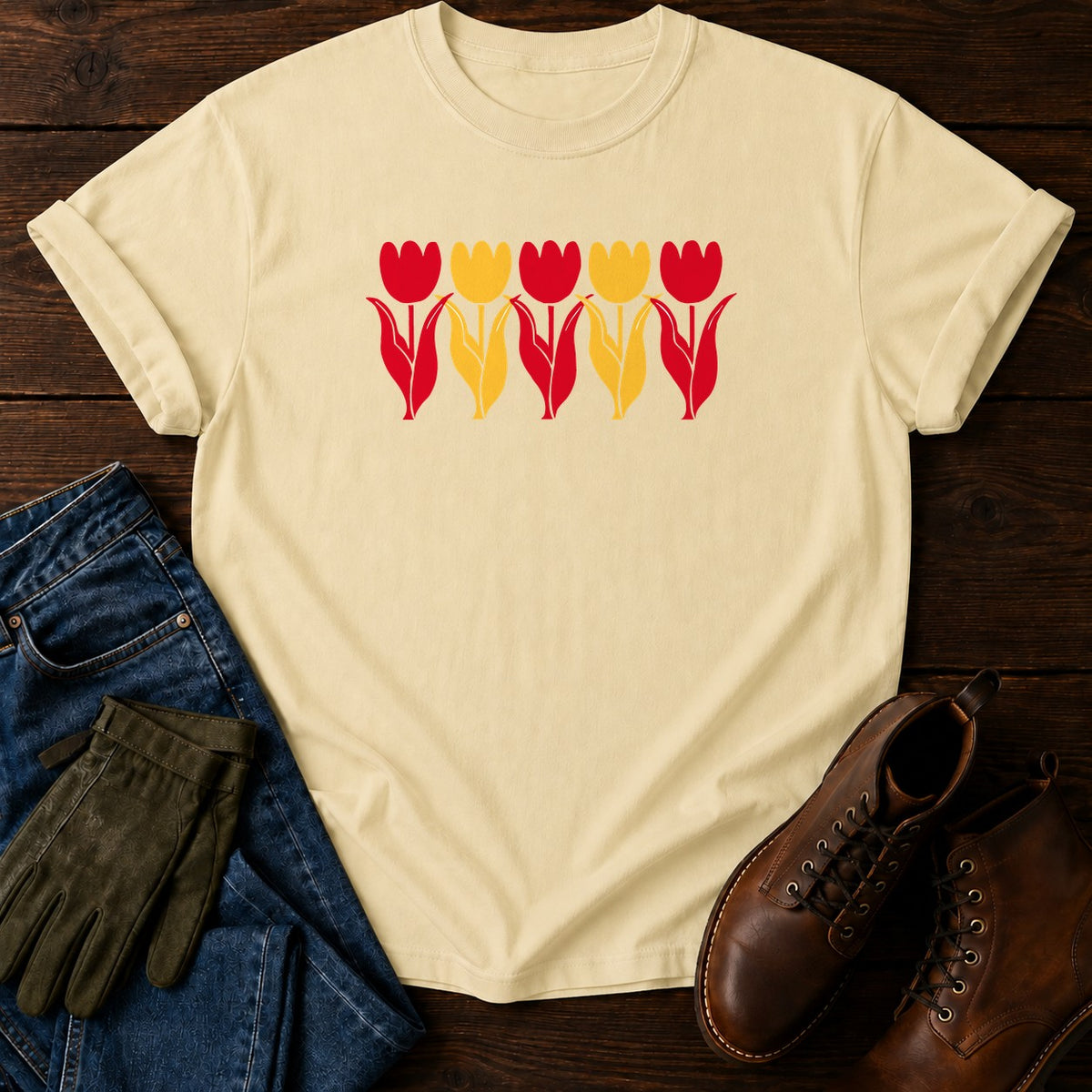 Pressed Ink Tulips T-Shirt — Butter