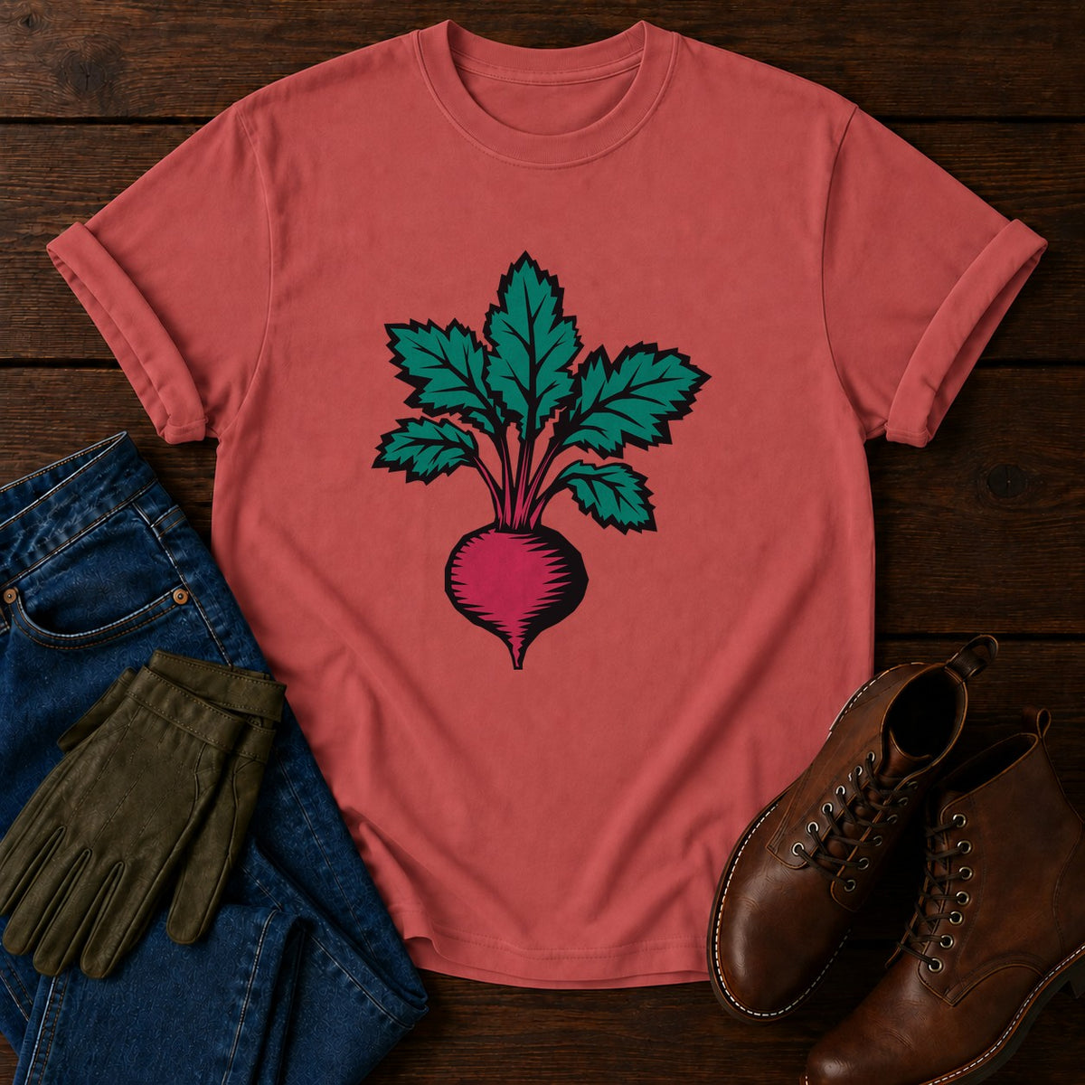 Carved Beet T-Shirt — Crimson