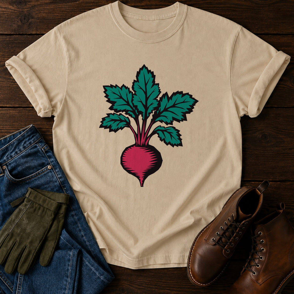 Carved Beet T-Shirt — Sandstone