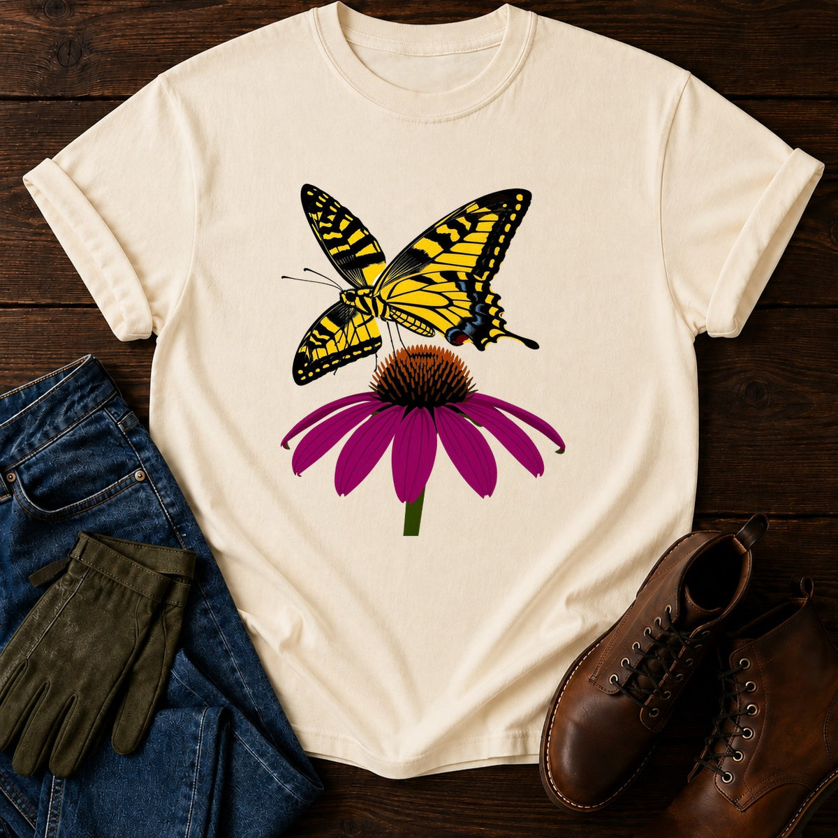 Swallowtail Garden T-Shirt — Ivory