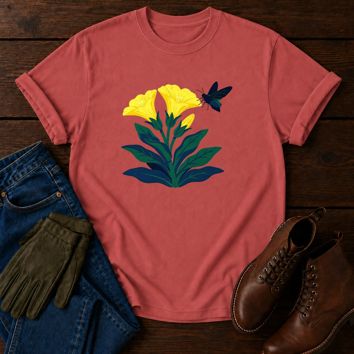 Evening Primrose T-Shirt — Crimson