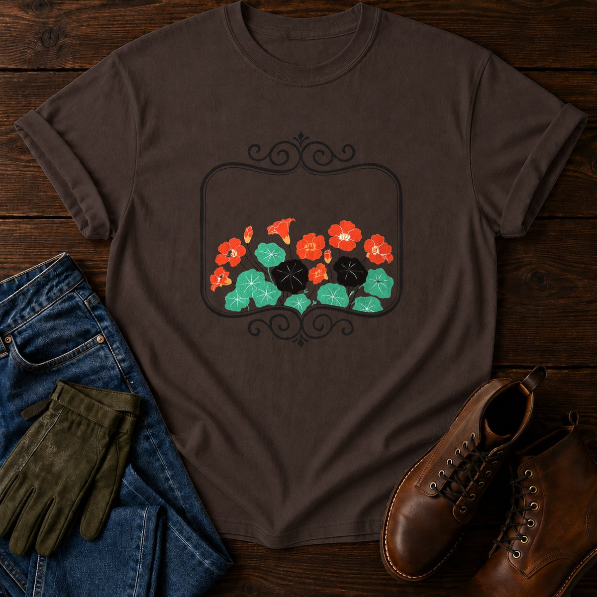 Packet Nasturtium T-Shirt — Espresso