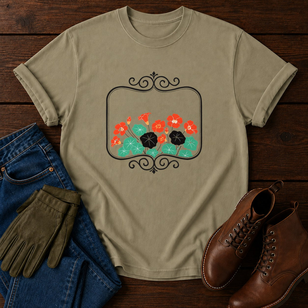 Packet Nasturtium T-Shirt — Khaki