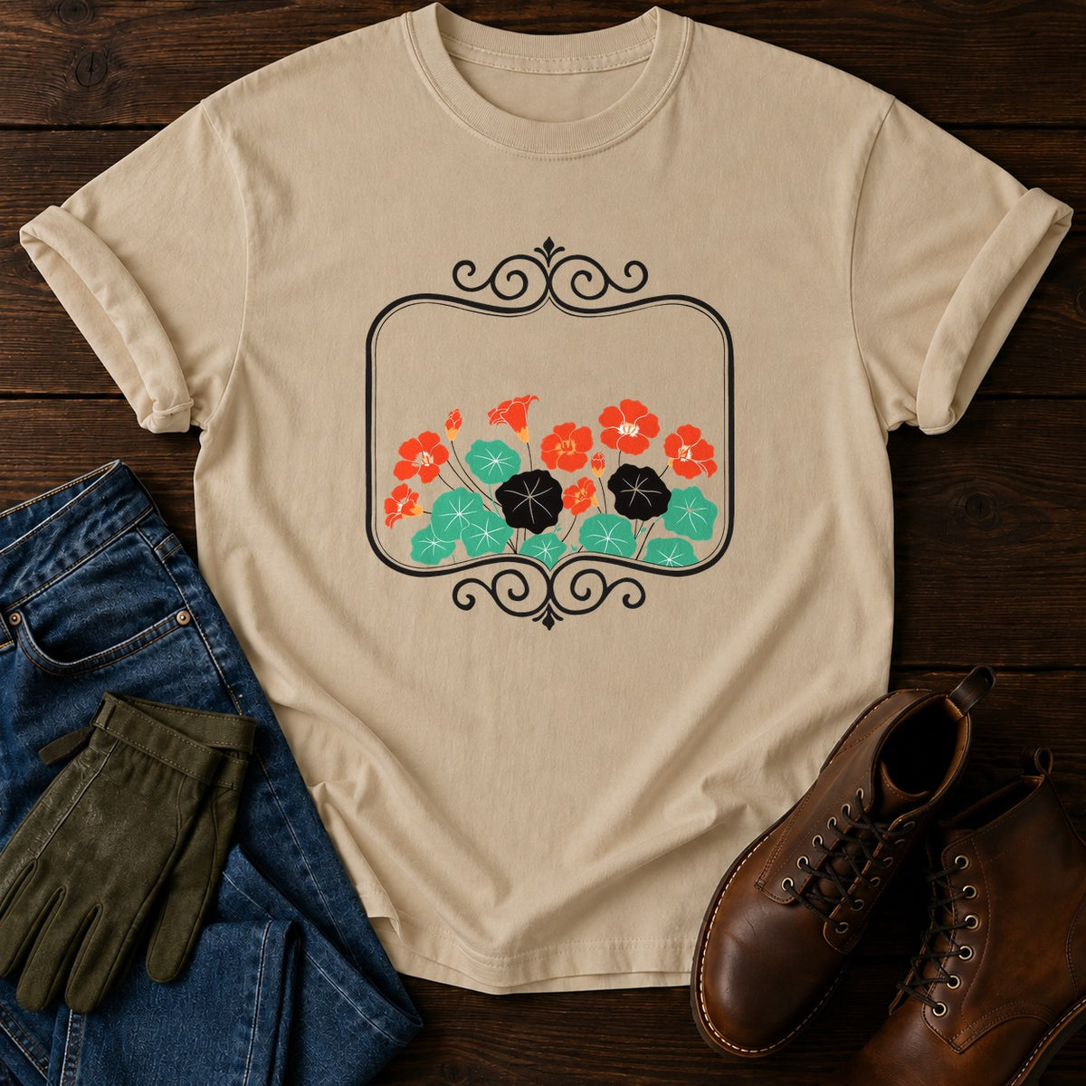 Packet Nasturtium T-Shirt — Sandstone