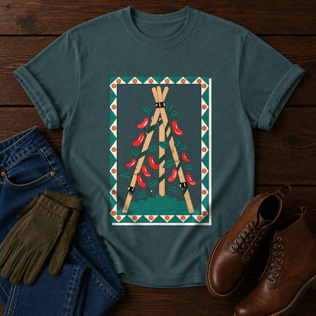 Packet Runner Bean T-Shirt — Blue Spruce