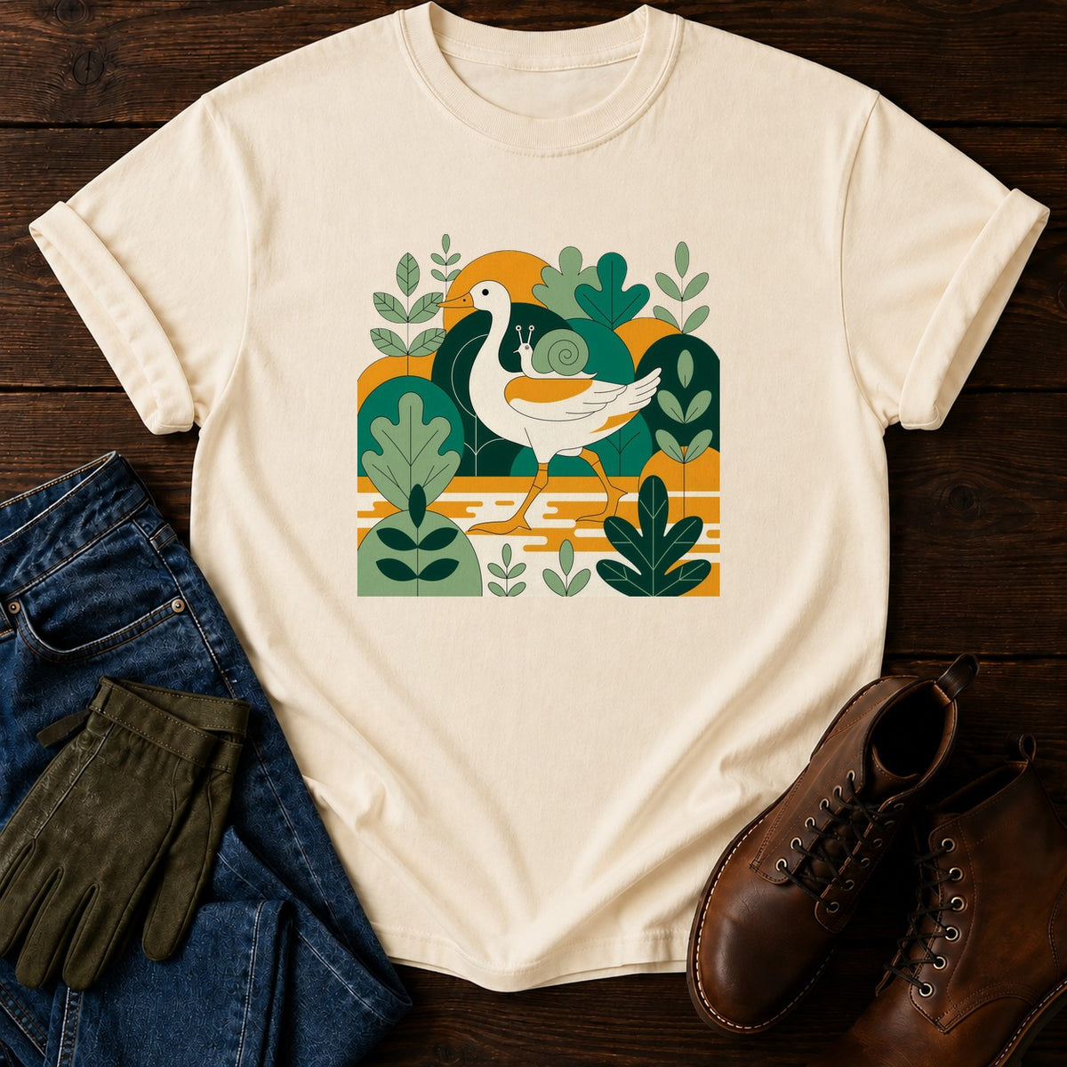 Duck In The Beds T-Shirt — Ivory