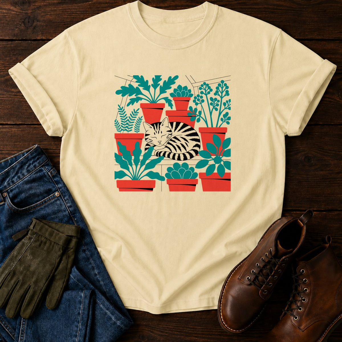 Greenhouse Cat T-Shirt — Butter