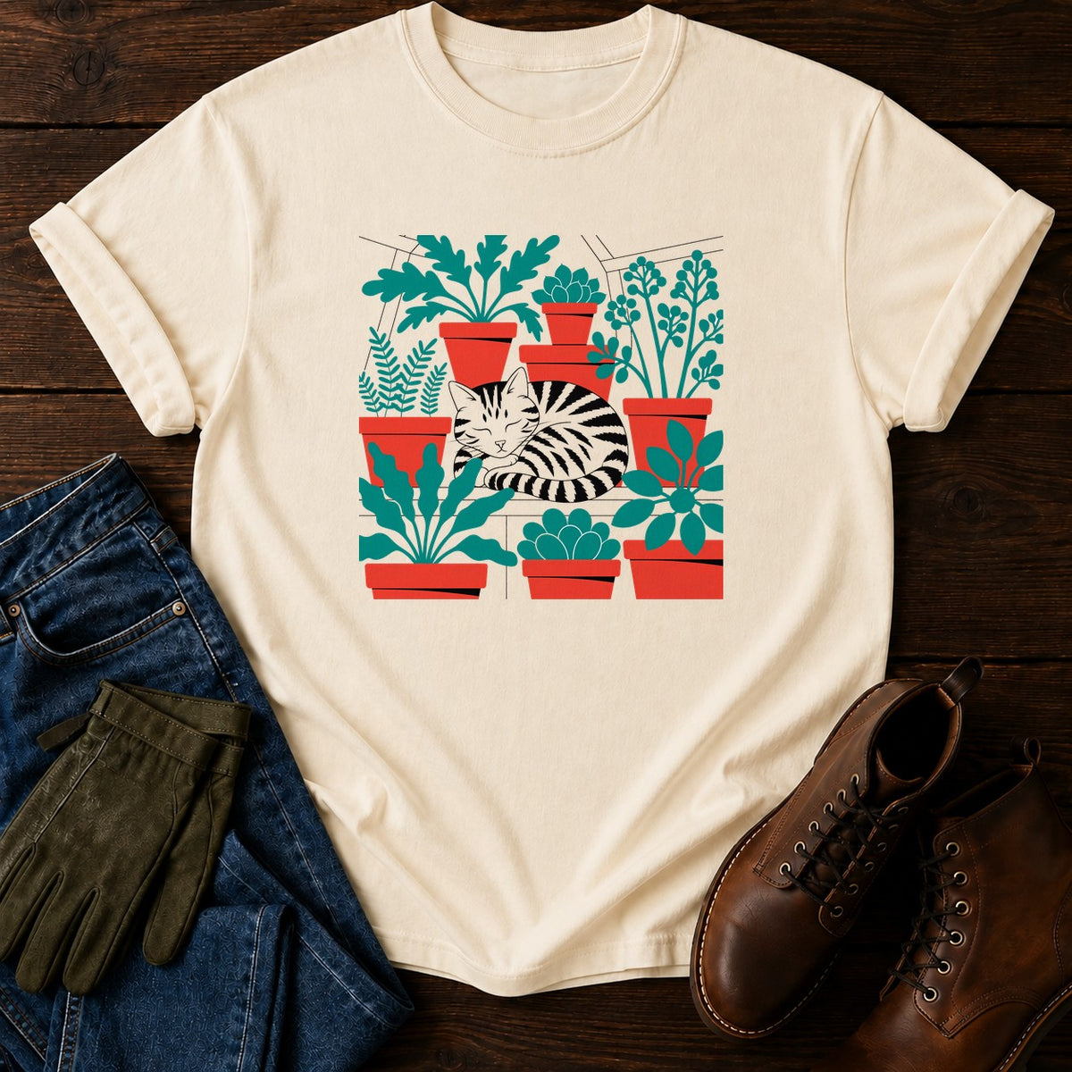 Greenhouse Cat T-Shirt — Ivory