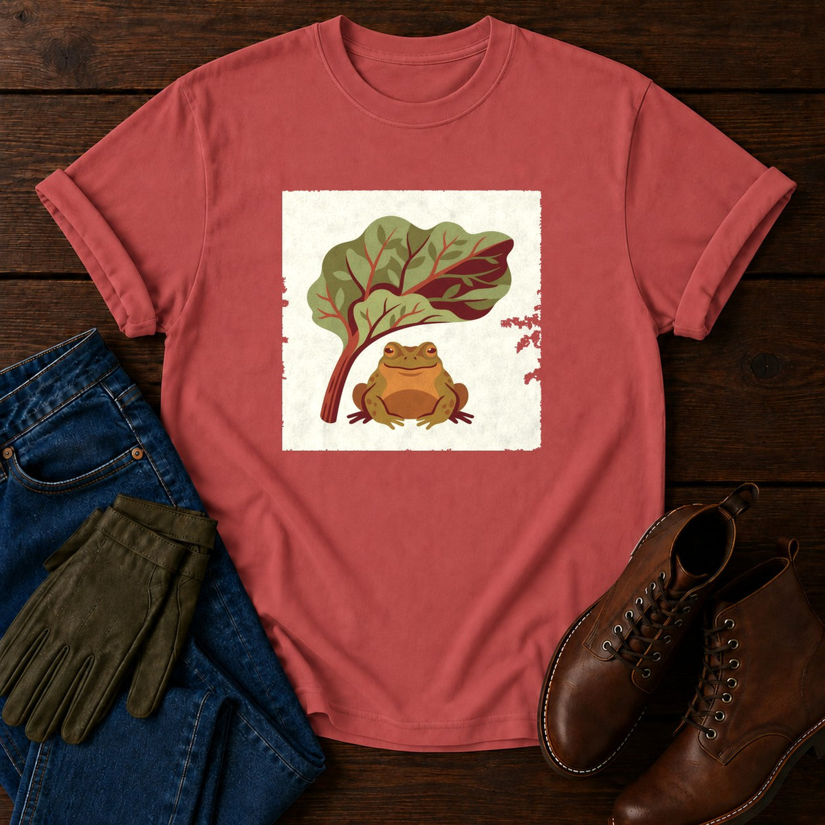 Toad Under Rhubarb T-Shirt — Crimson