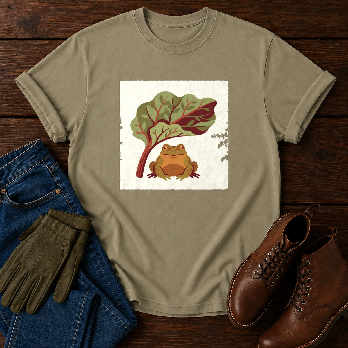 Toad Under Rhubarb T-Shirt — Khaki